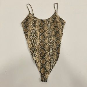 Celebrity Fashion by Hera Collection Brown Snakeskin Thing Bodysuit